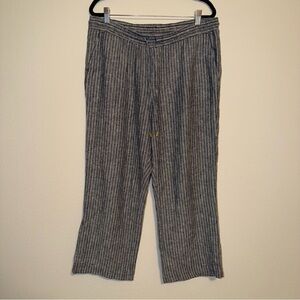 Ellen Tracy Linen Striped Wide Leg Pants